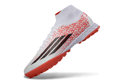 Men's Adidas F50 Elite Mid TF Football Shoes - White/Coral Orange/Black