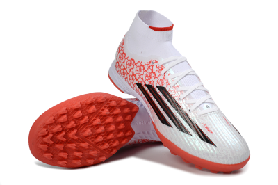 Men's Adidas F50 Elite Mid TF Football Shoes - White/Coral Orange/Black