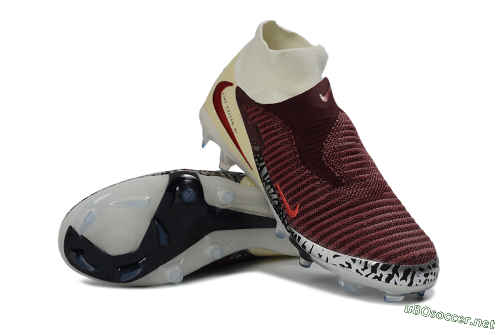 Unisex Nike Phantom 6 Elite High FG Football Boots - Red/Crimson Fusion/Soft Cream 3
