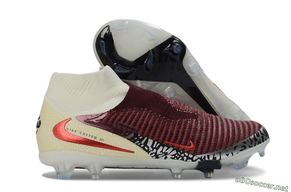 Unisex Nike Phantom 6 Elite High FG Football Boots - Red/Crimson Fusion/Soft Cream 2