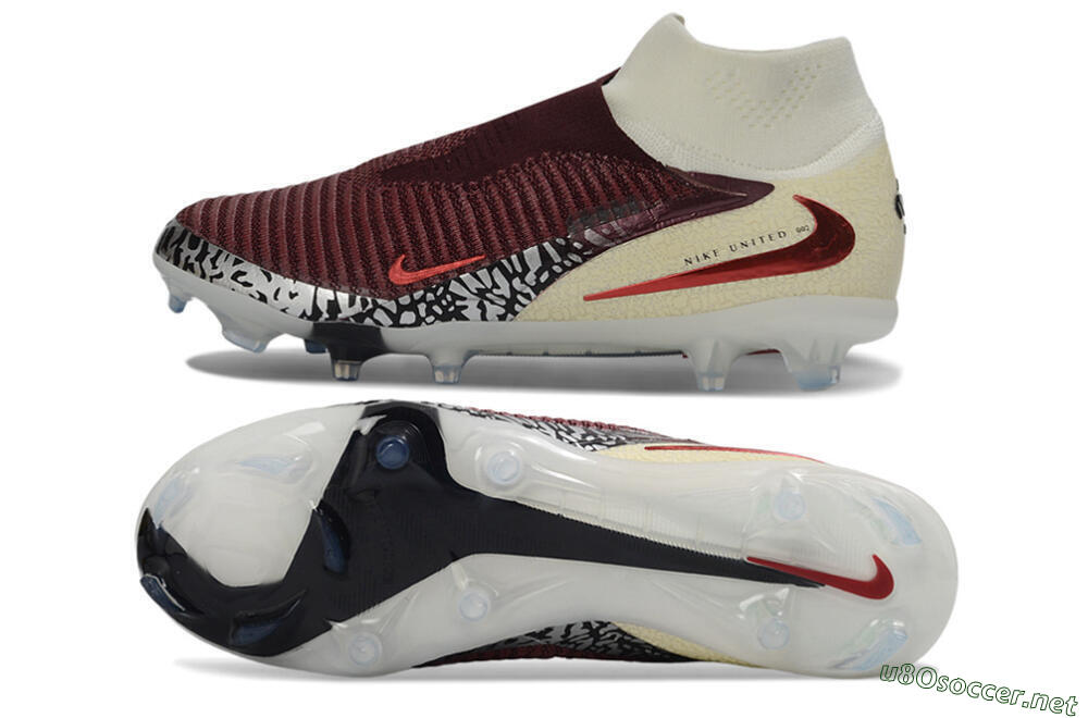 Unisex Nike Phantom 6 Elite High FG Football Boots - Red/Crimson Fusion/Soft Cream 1