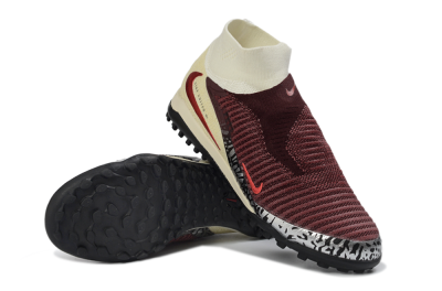 Unisex Nike Phantom 6 Elite High TF Football Shoes - Maroon/Sand/Crimson