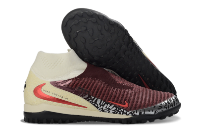 Unisex Nike Phantom 6 Elite High TF Football Shoes - Maroon/Sand/Crimson