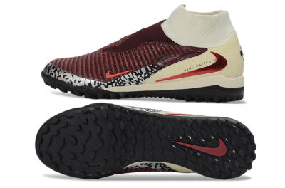 Unisex Nike Phantom 6 Elite High TF Football Shoes - Maroon/Sand/Crimson