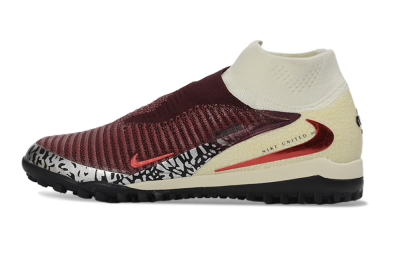 Unisex Nike Phantom 6 Elite High TF Football Shoes - Maroon/Sand/Crimson