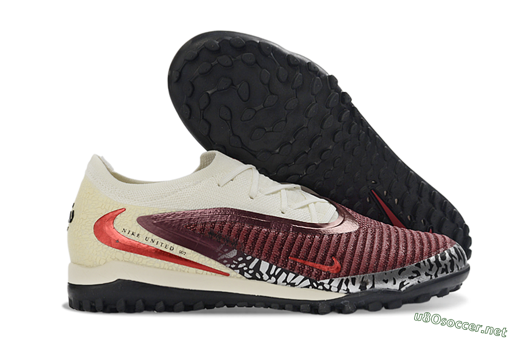 Unisex Nike Phantom 6 Elite Low TF Football Shoes - Maroon/Crimson Red/Classic White 2