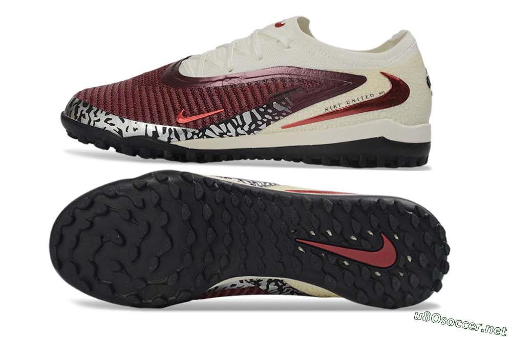 Unisex Nike Phantom 6 Elite Low TF Football Shoes - Maroon/Crimson Red/Classic White 1
