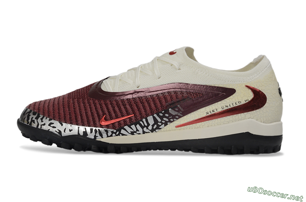 Unisex Nike Phantom 6 Elite Low TF Football Shoes - Maroon/Crimson Red/Classic White 0