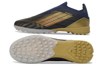 Unisex Dembélé x Adidas F50 Elite Laceless TF Football Shoes - Navy/Gold/Red