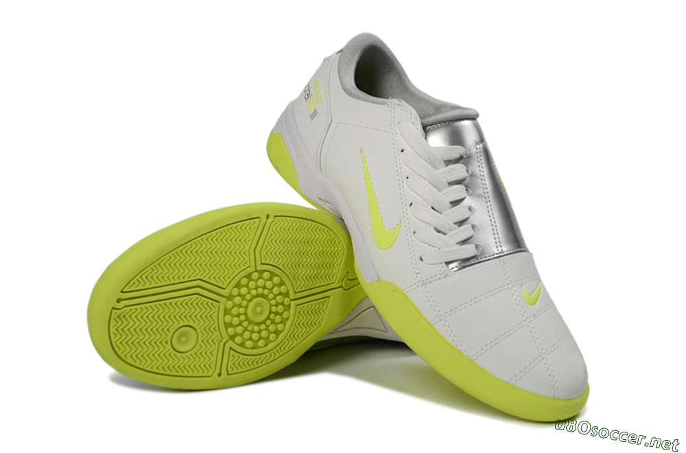 Men's Nike Total 90 III IC Football Shoes - White/Neon Yellow/Metallic Silver 4