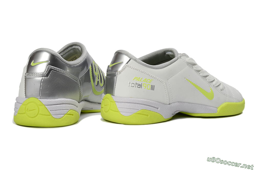 Men's Nike Total 90 III IC Football Shoes - White/Neon Yellow/Metallic Silver 7