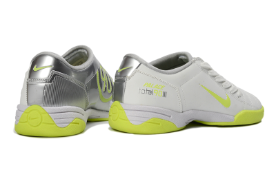 Men's Nike Total 90 III IC Football Shoes - White/Neon Yellow/Metallic Silver