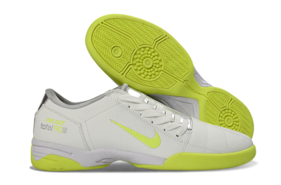 Men's Nike Total 90 III IC Football Shoes - White/Neon Yellow/Metallic Silver