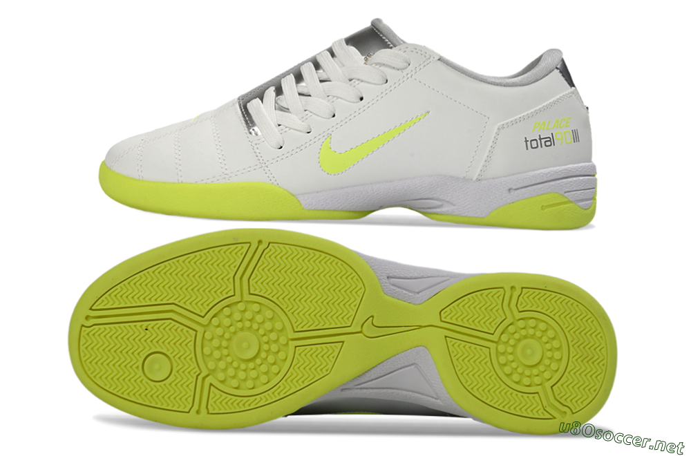 Men's Nike Total 90 III IC Football Shoes - White/Neon Yellow/Metallic Silver 1