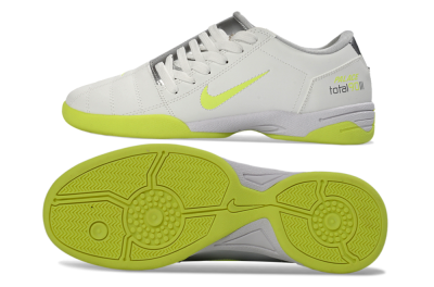 Men's Nike Total 90 III IC Football Shoes - White/Neon Yellow/Metallic Silver