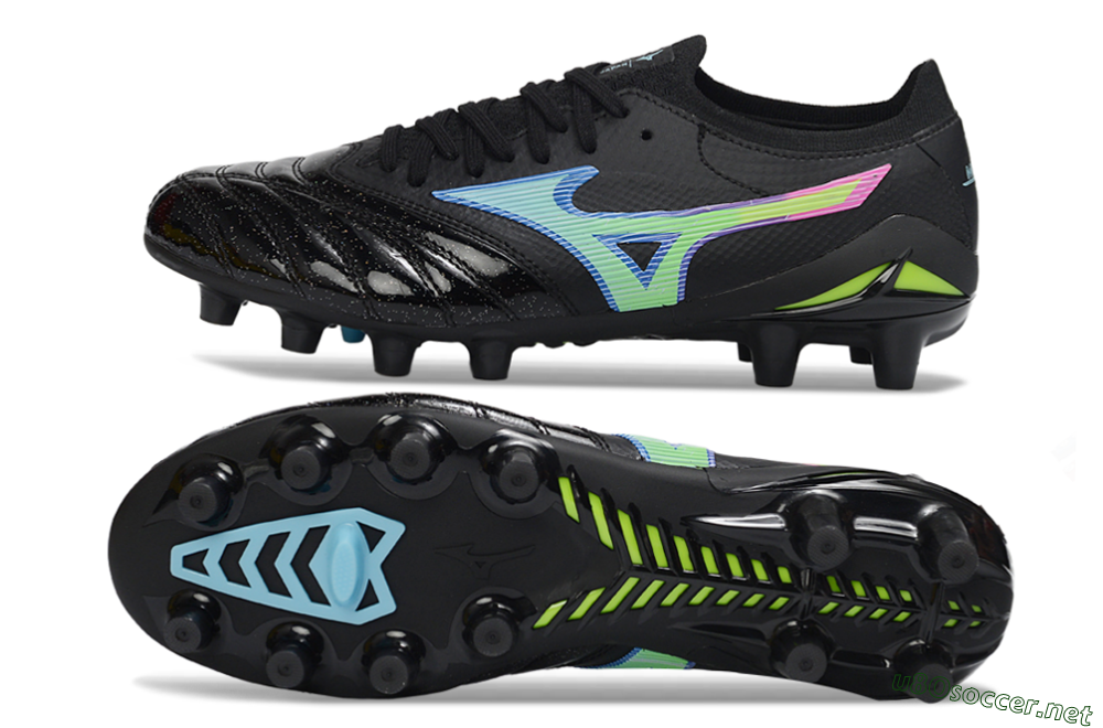 Men's Mizuno Morelia Neo 3 FG Football Boots - Black/Electric Blue/Lime Green 1