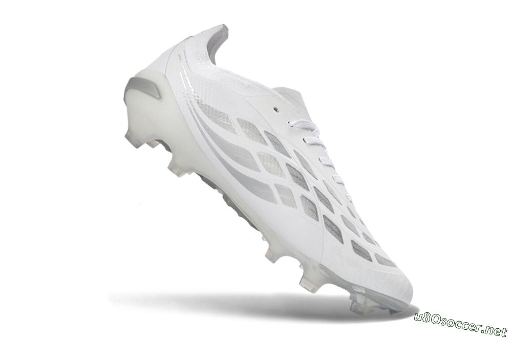 Unisex Adidas Predator 26 Elite FG Football Boots - White/Silver Mist/Cloud Grey 5