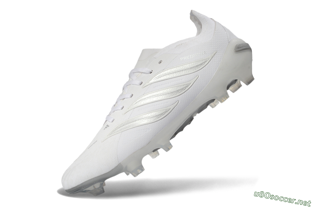 Unisex Adidas Predator 26 Elite FG Football Boots - White/Silver Mist/Cloud Grey 6