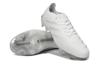 Unisex Adidas Predator 26 Elite FG Football Boots - White/Silver Mist/Cloud Grey