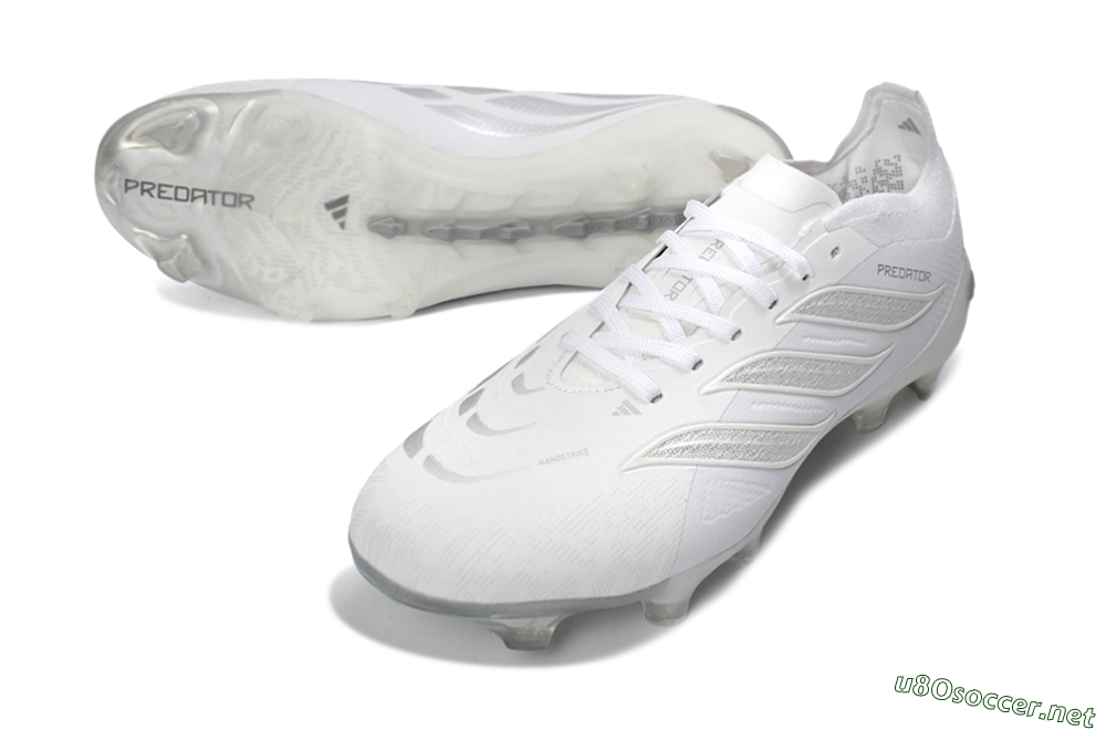 Unisex Adidas Predator 26 Elite FG Football Boots - White/Silver Mist/Cloud Grey 3