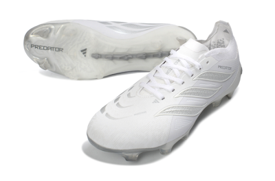 Unisex Adidas Predator 26 Elite FG Football Boots - White/Silver Mist/Cloud Grey