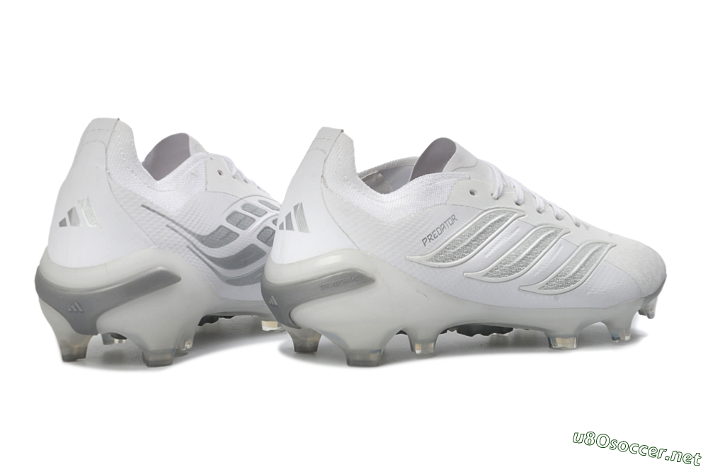 Unisex Adidas Predator 26 Elite FG Football Boots - White/Silver Mist/Cloud Grey 7