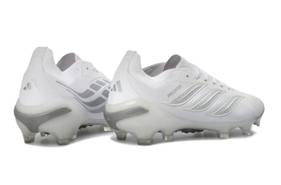 Unisex Adidas Predator 26 Elite FG Football Boots - White/Silver Mist/Cloud Grey