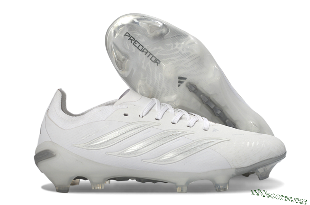 Unisex Adidas Predator 26 Elite FG Football Boots - White/Silver Mist/Cloud Grey 2