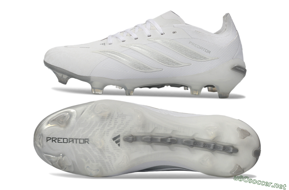 Unisex Adidas Predator 26 Elite FG Football Boots - White/Silver Mist/Cloud Grey 1