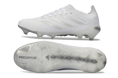 Unisex Adidas Predator 26 Elite FG Football Boots - White/Silver Mist/Cloud Grey