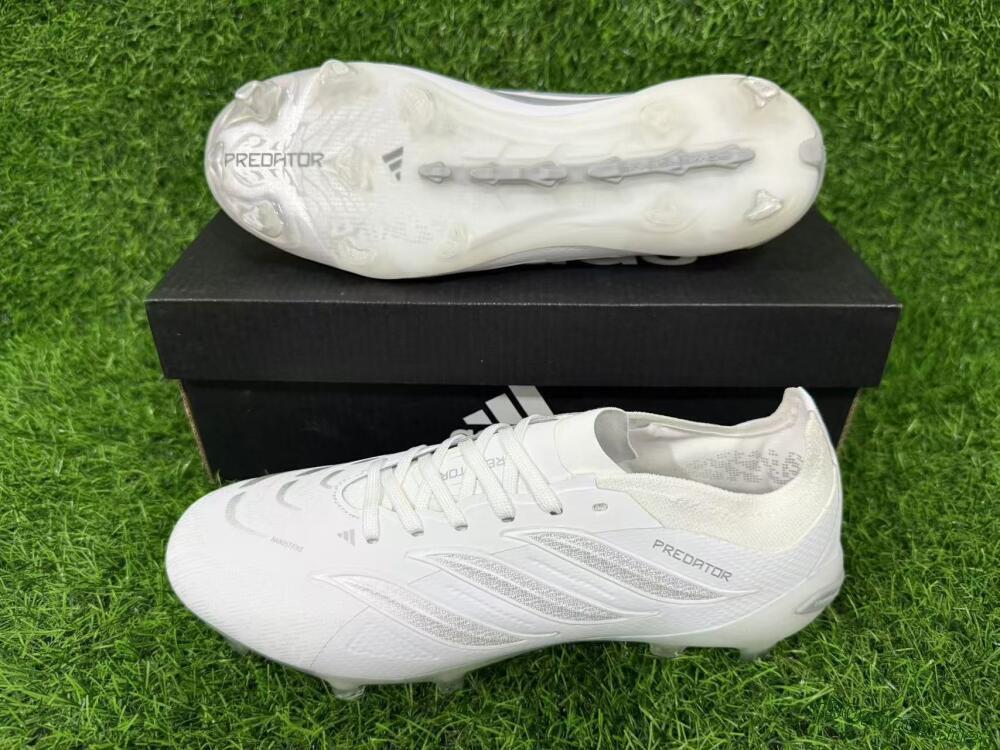 Unisex Adidas Predator 26 Elite FG Football Boots - White/Silver Mist/Cloud Grey