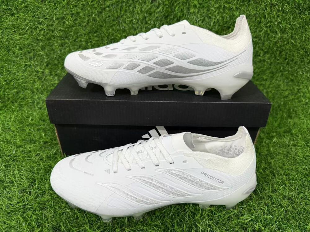Unisex Adidas Predator 26 Elite FG Football Boots - White/Silver Mist/Cloud Grey