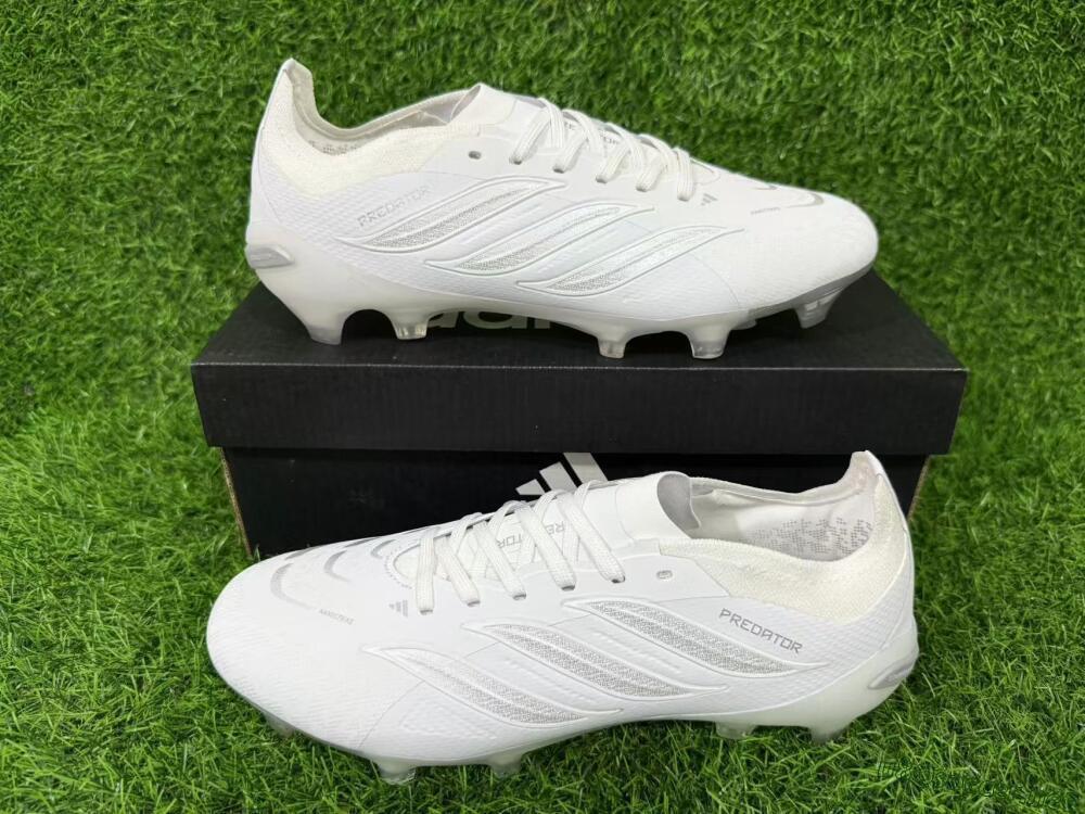 Unisex Adidas Predator 26 Elite FG Football Boots - White/Silver Mist/Cloud Grey
