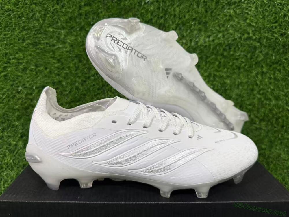 Unisex Adidas Predator 26 Elite FG Football Boots - White/Silver Mist/Cloud Grey