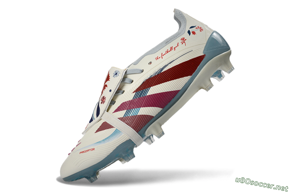 Unisex Adidas Predator 25 Elite Fold-Over Tongue FG Football Boots - White/Crimson/Slate 6