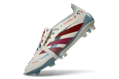 Unisex Adidas Predator 25 Elite Fold-Over Tongue FG Football Boots - White/Crimson/Slate