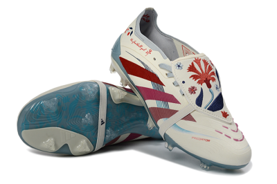 Unisex Adidas Predator 25 Elite Fold-Over Tongue FG Football Boots - White/Crimson/Slate