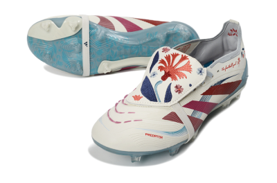 Unisex Adidas Predator 25 Elite Fold-Over Tongue FG Football Boots - White/Crimson/Slate