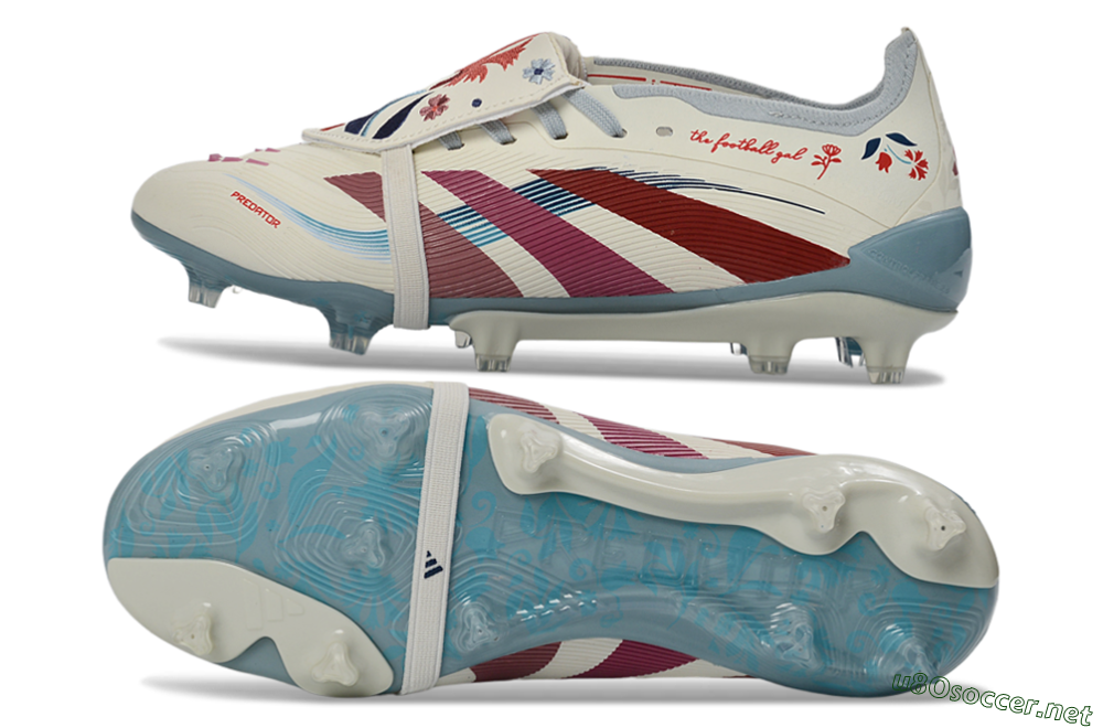 Unisex Adidas Predator 25 Elite Fold-Over Tongue FG Football Boots - White/Crimson/Slate 1