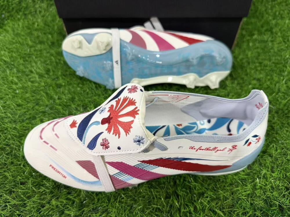 Unisex Adidas Predator 25 Elite Fold-Over Tongue FG Football Boots - White/Crimson/Slate