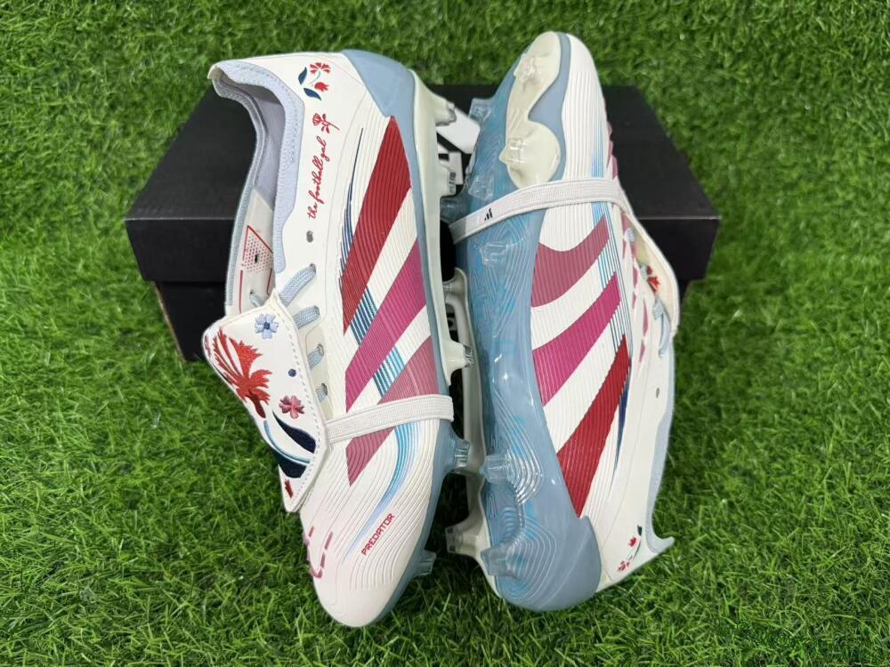 Unisex Adidas Predator 25 Elite Fold-Over Tongue FG Football Boots - White/Crimson/Slate