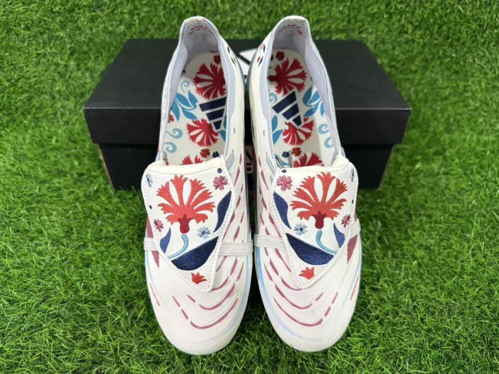 Unisex Adidas Predator 25 Elite Fold-Over Tongue FG Football Boots - White/Crimson/Slate