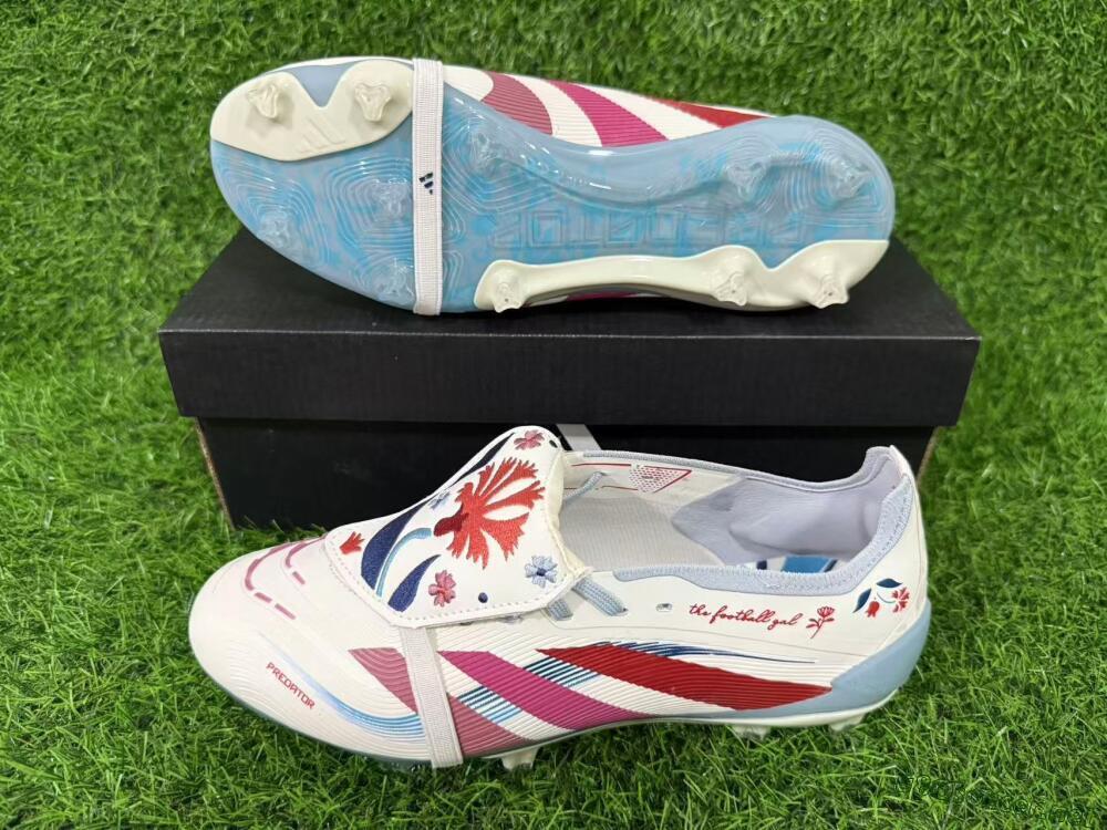 Unisex Adidas Predator 25 Elite Fold-Over Tongue FG Football Boots - White/Crimson/Slate