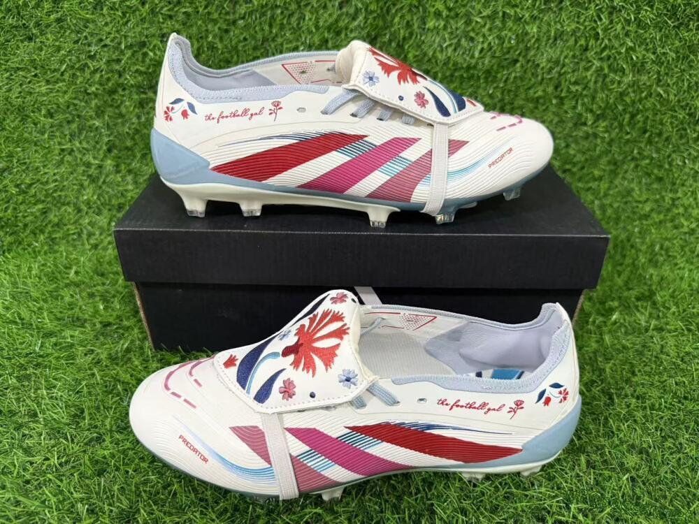 Unisex Adidas Predator 25 Elite Fold-Over Tongue FG Football Boots - White/Crimson/Slate