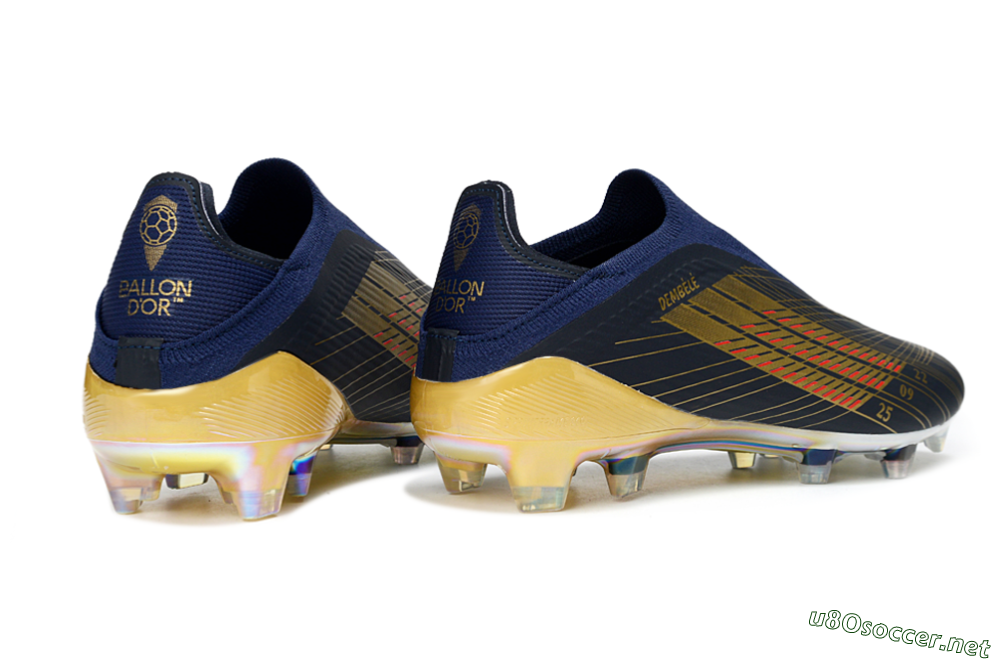 Unisex Dembélé x Adidas F50 Elite Laceless FG Football Boots - Navy/Gold/Red 7