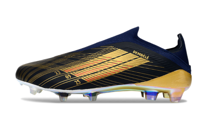 Unisex Dembélé x Adidas F50 Elite Laceless FG Football Boots - Navy/Gold/Red