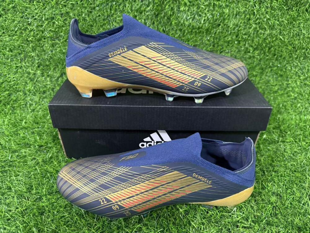 Unisex Dembélé x Adidas F50 Elite Laceless FG Football Boots - Navy/Gold/Red