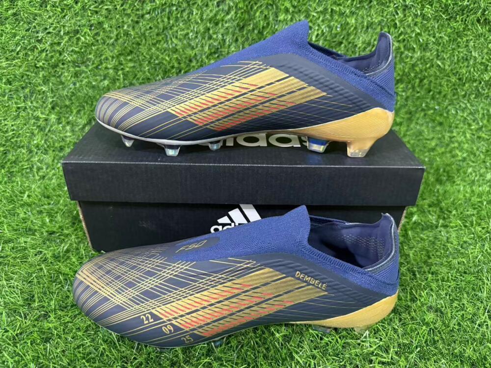 Unisex Dembélé x Adidas F50 Elite Laceless FG Football Boots - Navy/Gold/Red