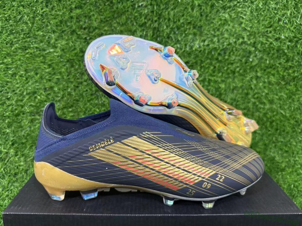 Unisex Dembélé x Adidas F50 Elite Laceless FG Football Boots - Navy/Gold/Red