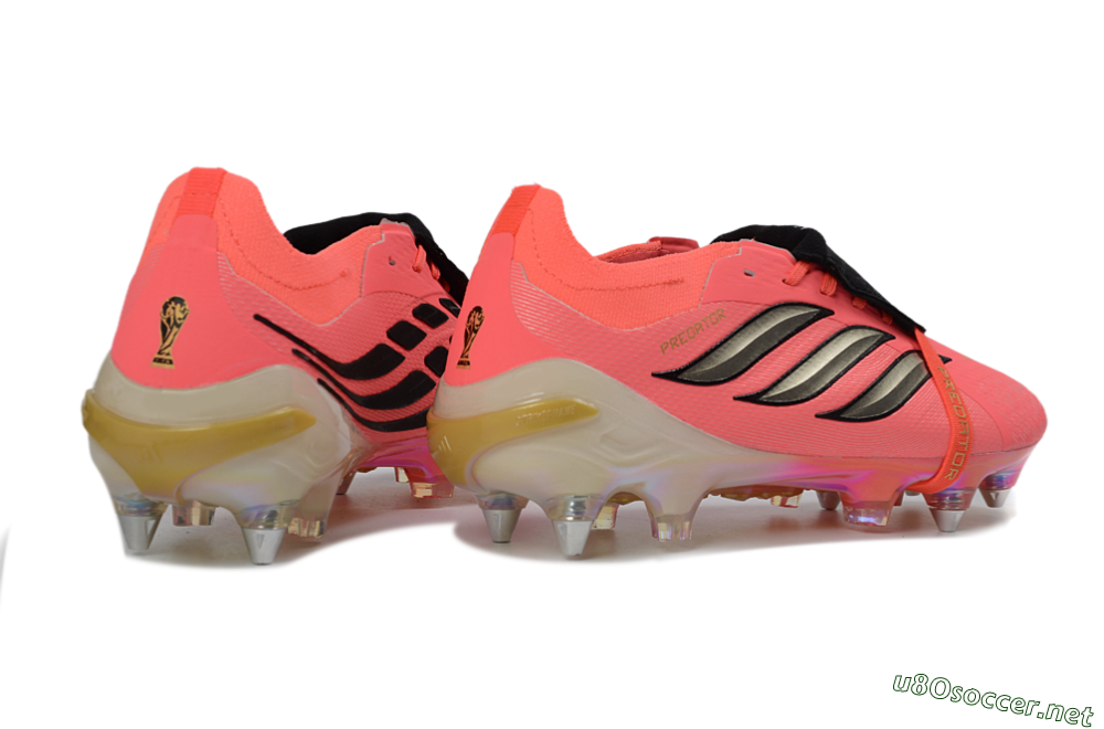 Men's Adidas Predator 26 Elite Fold-Over Tongue SG Football Boots - Pink/Bright Coral/Metallic Gold 6